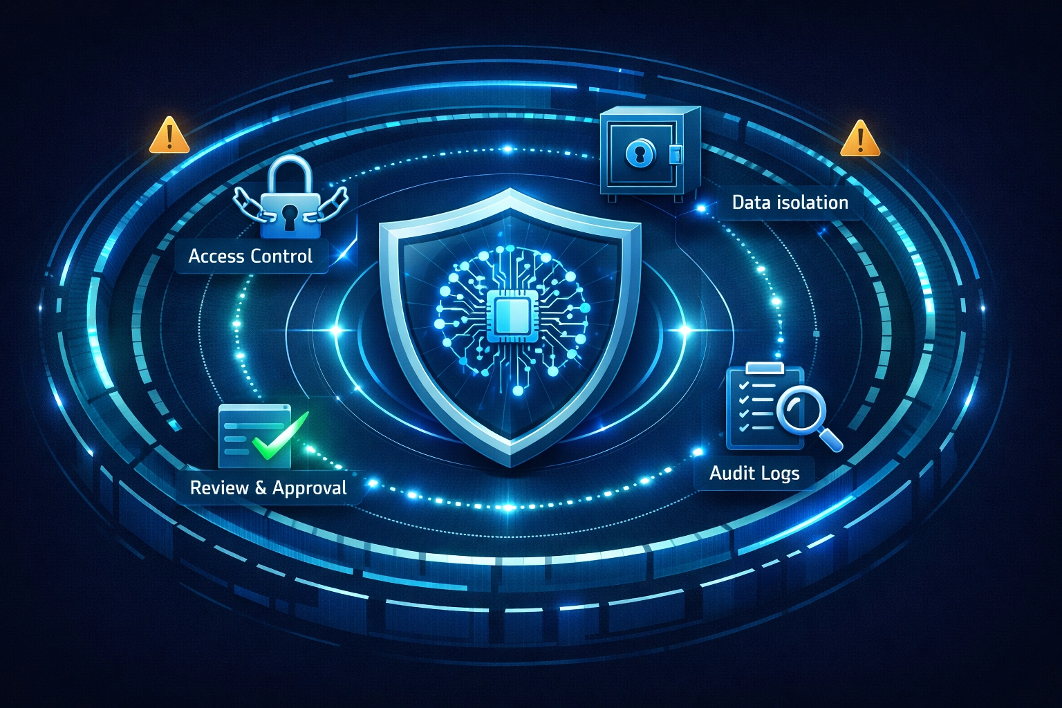 AIエージェント活用におけるセキュリティ設計の模式図